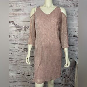 Party MSK Shimmering Blush Cold Shoulder Midi Dress